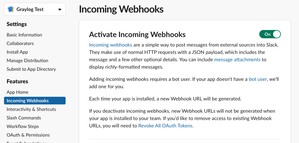 Enable Incoming Webhooks